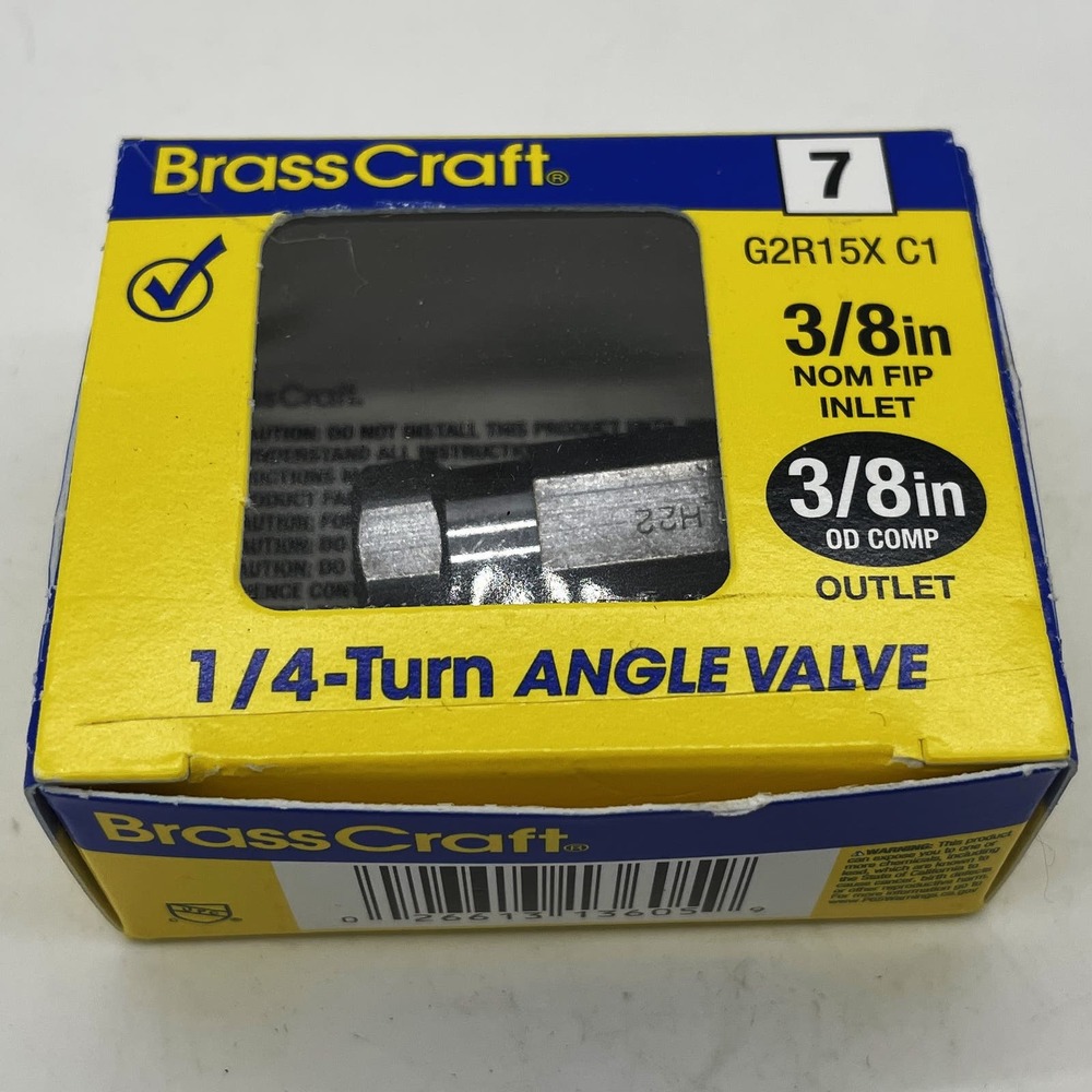 BrassCraft Angle Valve 1/4 Turn 3/8 Inlet x 3/8 Outlet Shut Off G2R15X C1 NOB